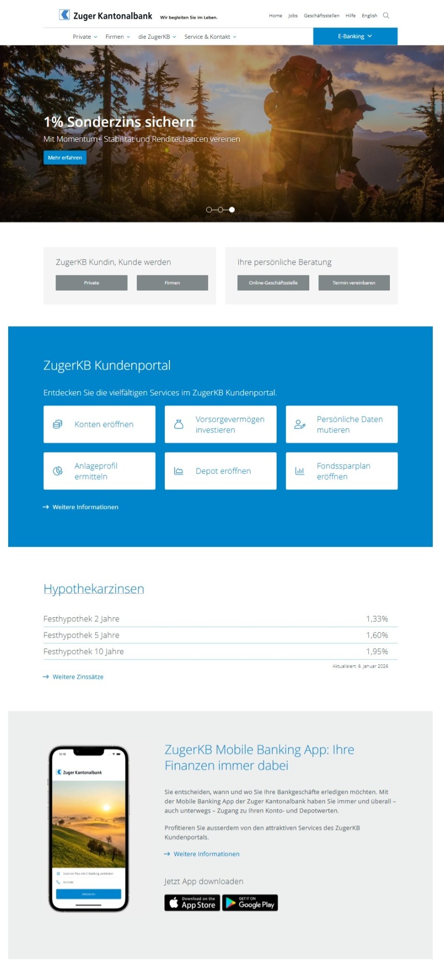 Main Page Zuger Kantonalbank
